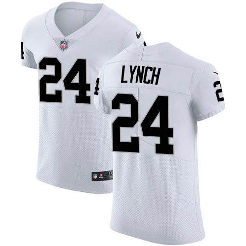 Nike Raiders #24 Marshawn Lynch White Men's Stitched NFL Vapor Untouchable Elite Jersey - Click Image to Close